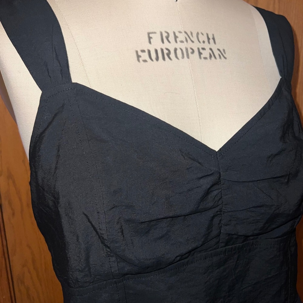 American Eagle Peplum Top Women XL Black Ruched Smocked Cami‎ Tank - Picture 5 of 9